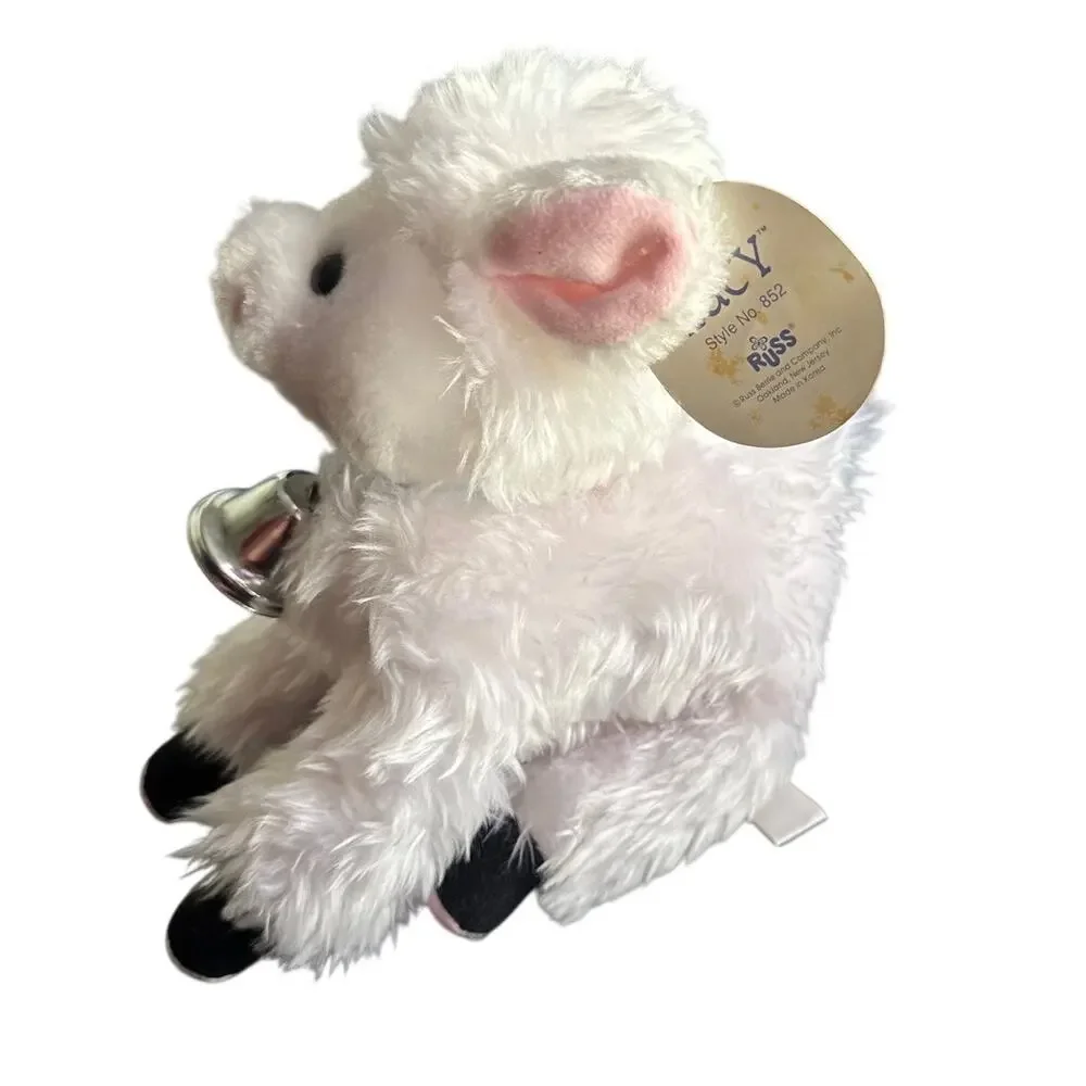 New With Tags Vintage Russ Lucy Lamb Plush Made In Korea Jingle Bell‎